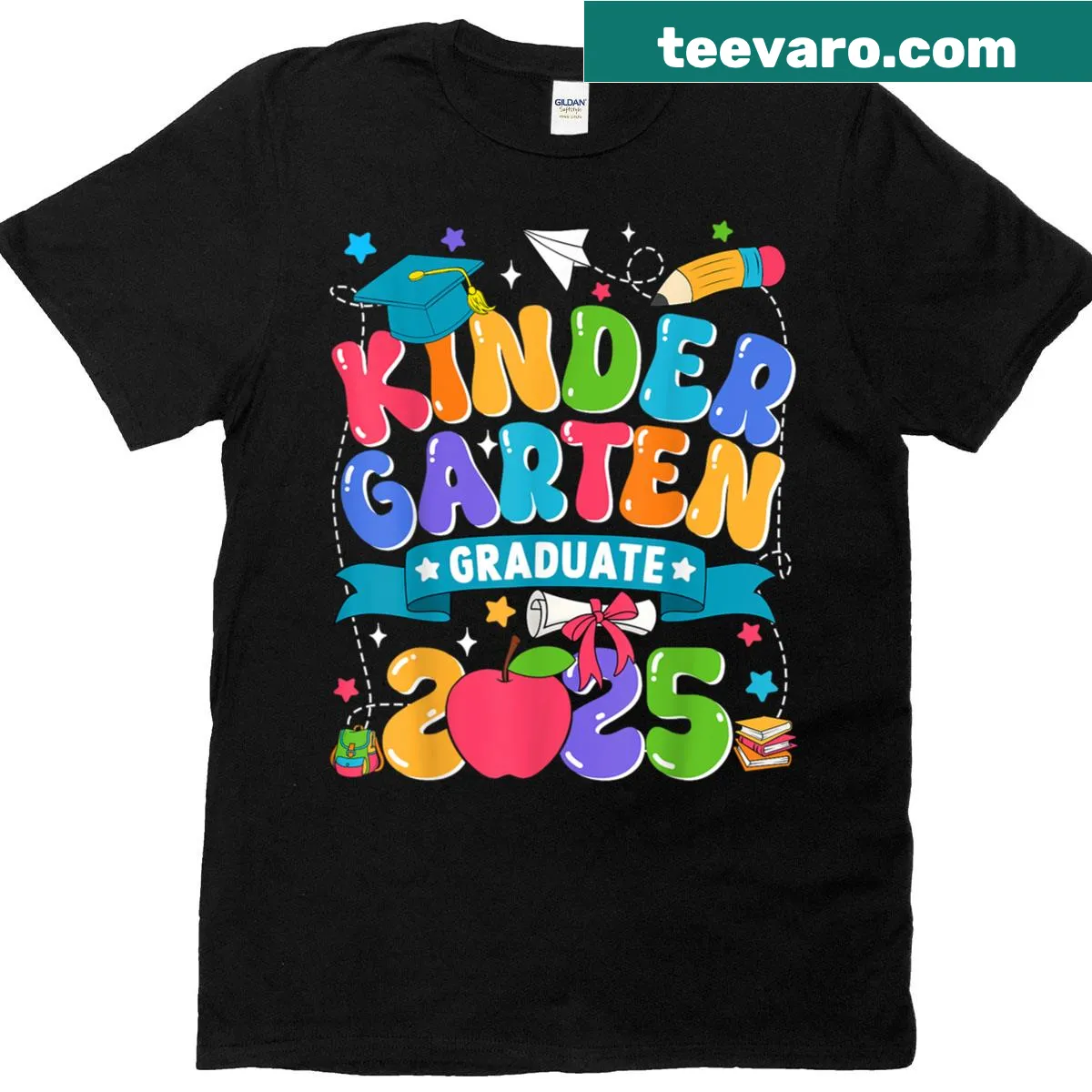 Kindergarten graduation T-shirt for kids featuring the year 2025 — on a men's t-shirt