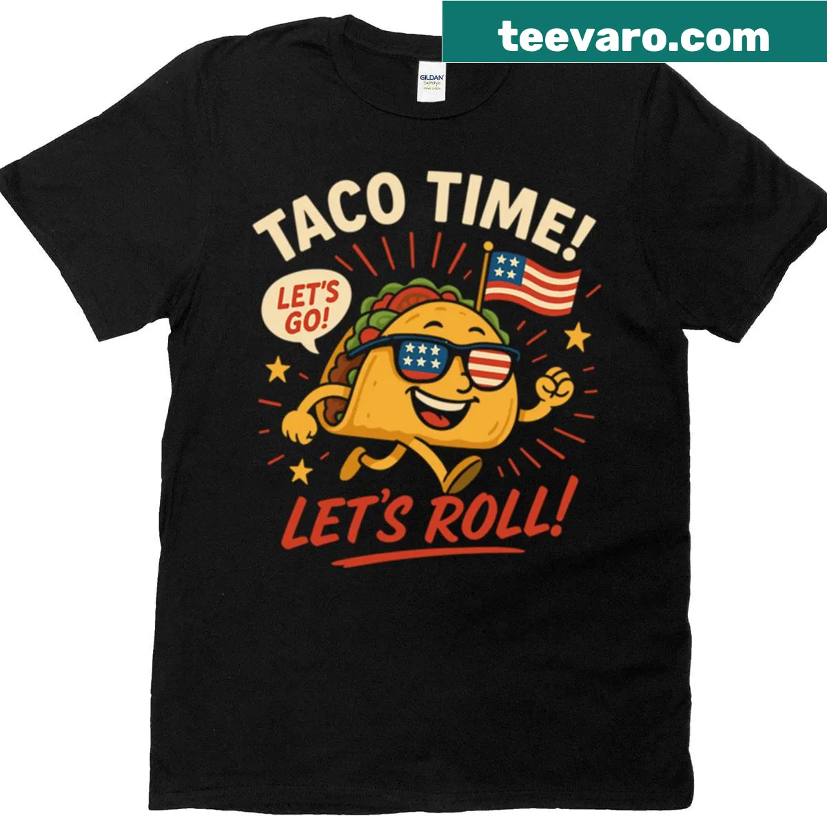 Funny taco-themed T-shirt with political humor — on a men's t-shirt