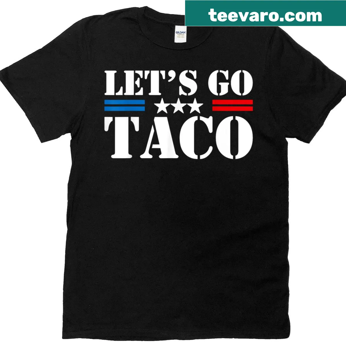 Casual T-shirt featuring the slogan 'Lets Go Taco' for taco lovers — on a men's t-shirt