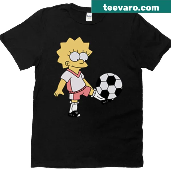 Illustration of Lisa Simpson playing soccer on an active t-shirt