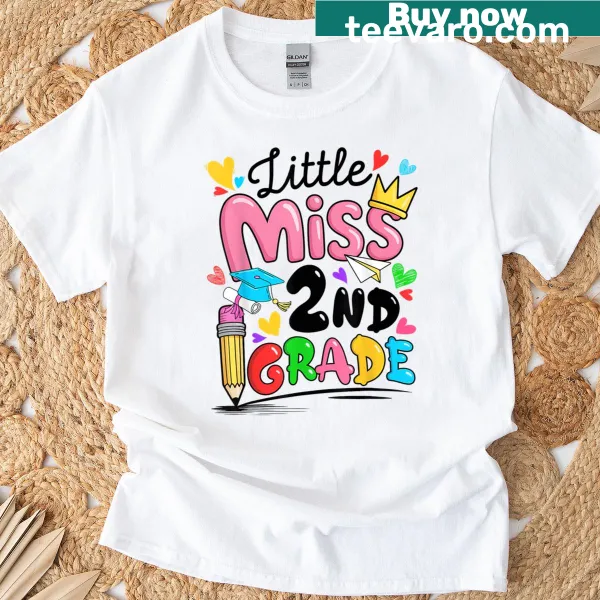 Cute T-shirt for kids entering second grade with playful graphics