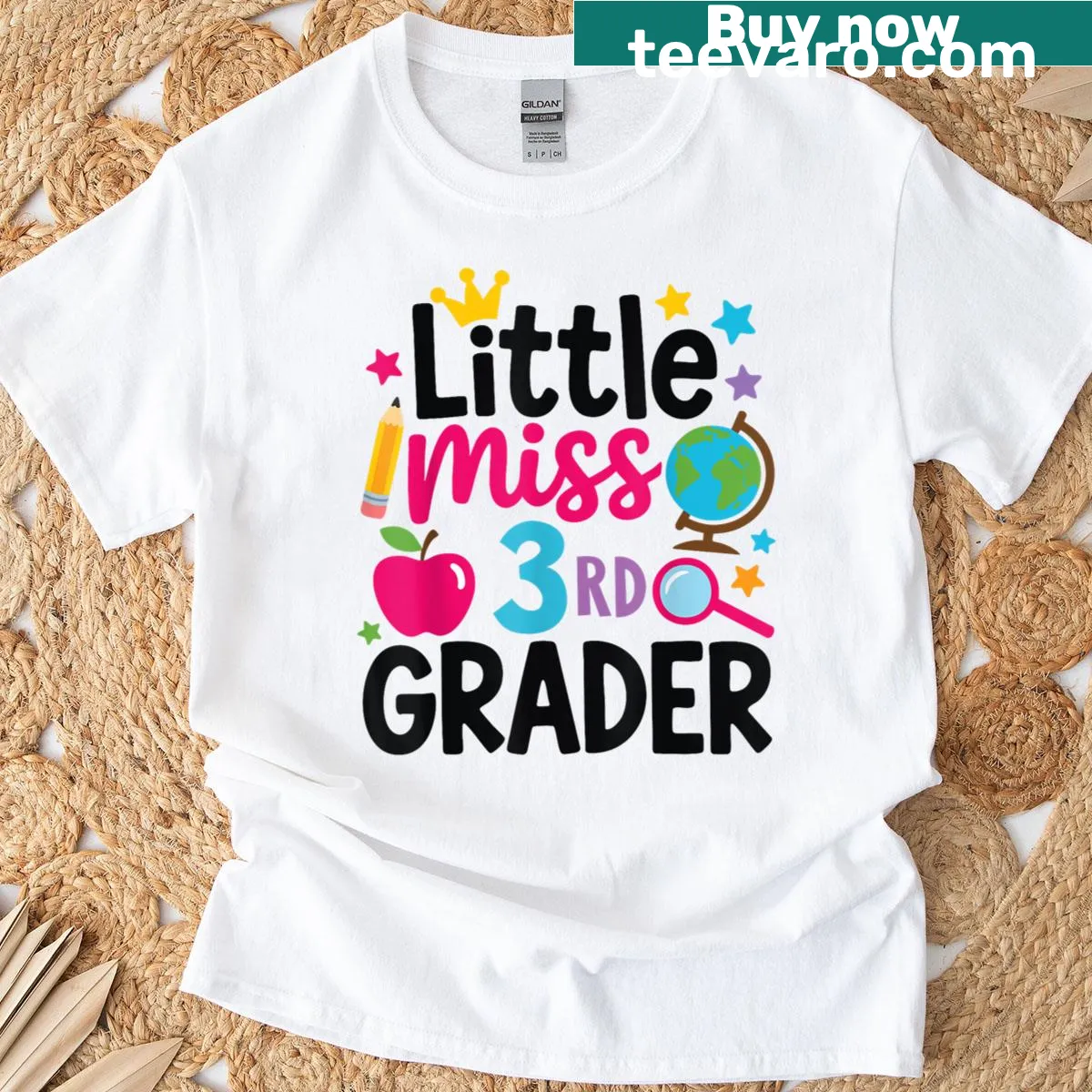 Cute t-shirt for girls featuring 'Little Miss 3rd' design for school — on a men's t-shirt