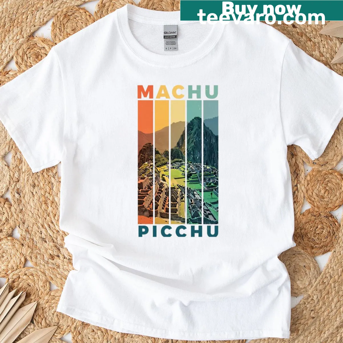 Machu Picchu panorama design on t-shirt — on a men's t-shirt