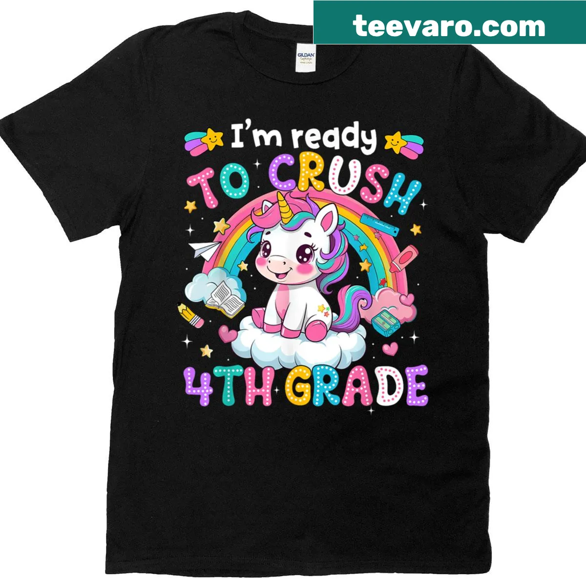 Cute unicorn illustration T-shirt designed for fourth grade girls — on a men's t-shirt
