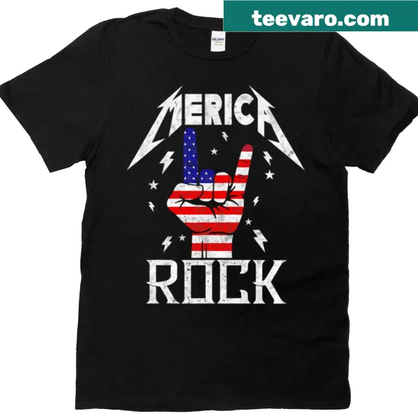 Vintage T-shirt featuring a rock sign graphic and patriotic colors