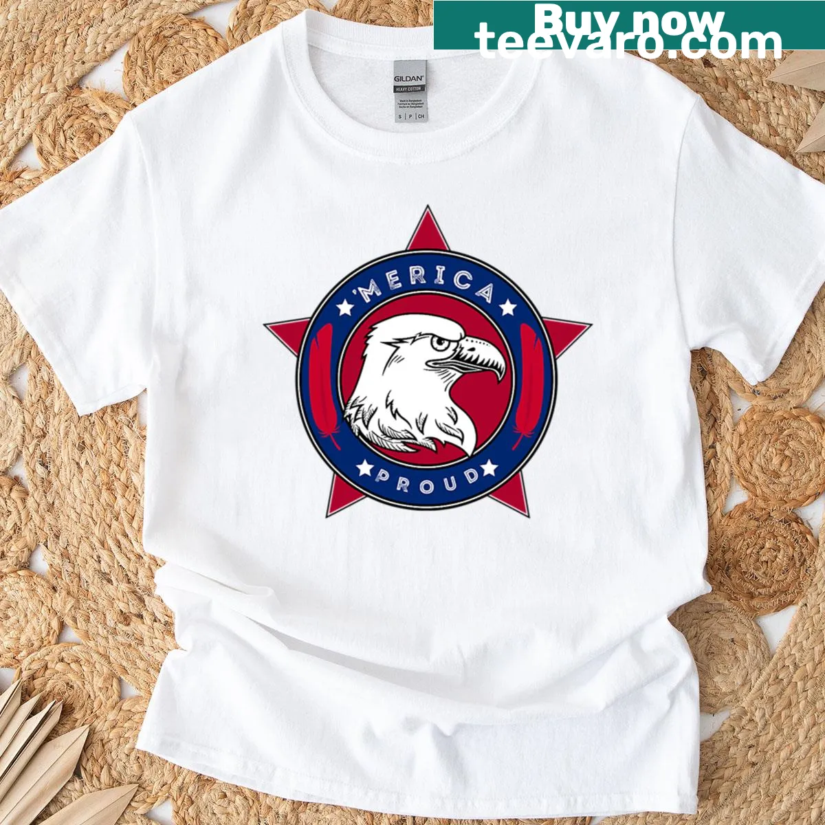 Vintage USA flag design on a relaxed oversized Fourth of July T-shirt — on a men's t-shirt