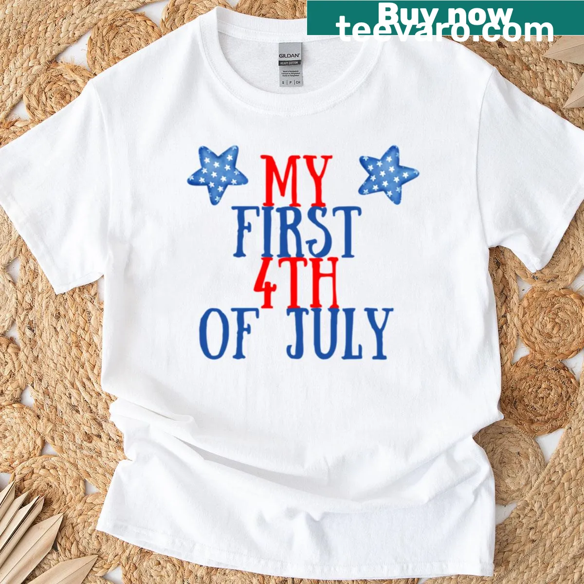 Cute oversized 4th of July design baby T-shirt — on a men's t-shirt
