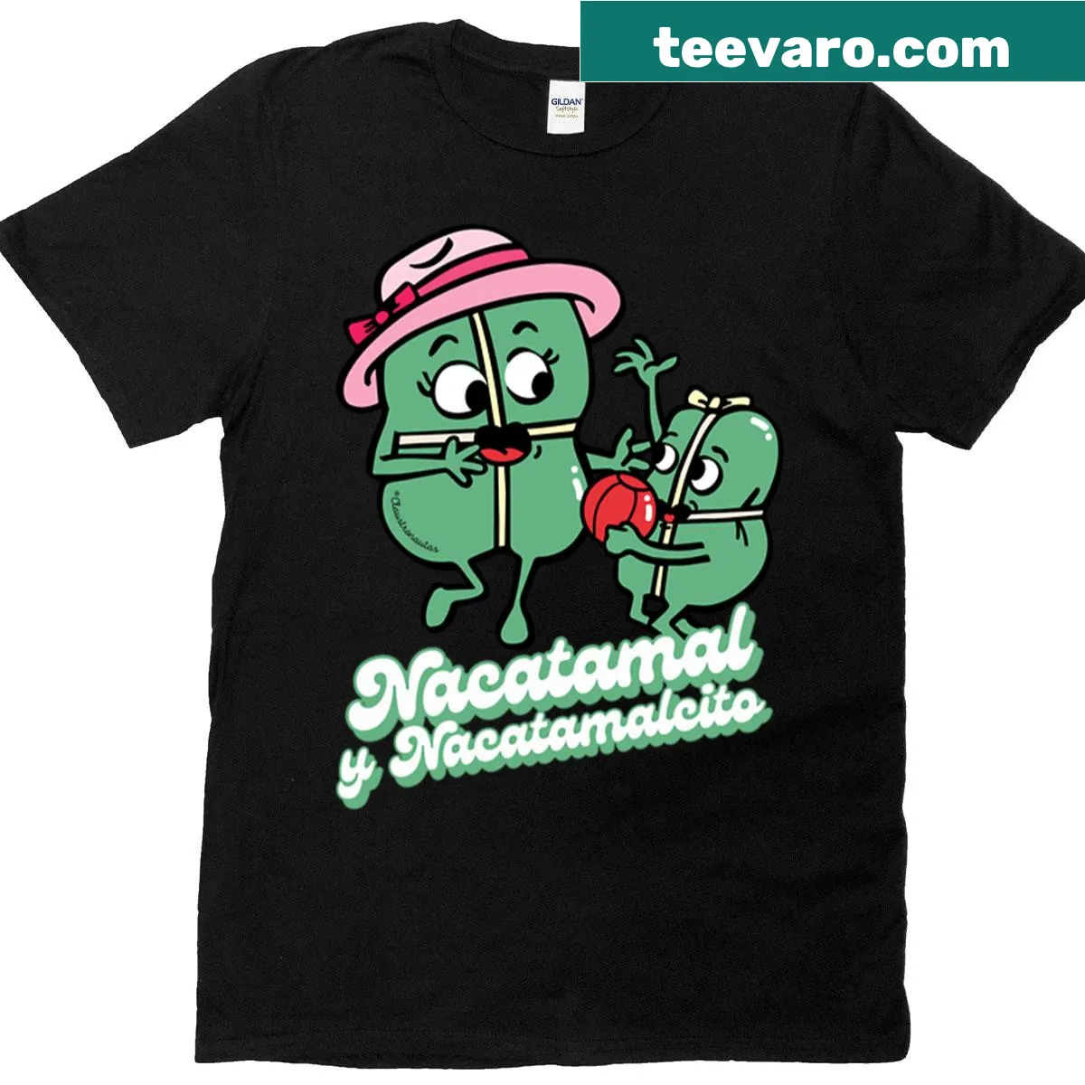 Illustrated T-shirt featuring Nacatamales, a traditional dish — on a men's t-shirt