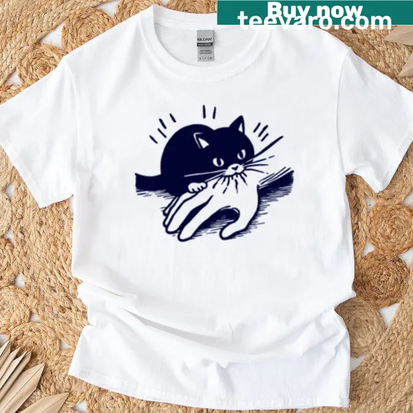 Playful naughty cat illustration on a t-shirt for cat lovers