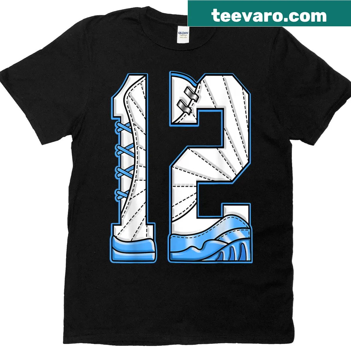 Sporty Number 12 graphic on matching tee for fans — on a men's t-shirt