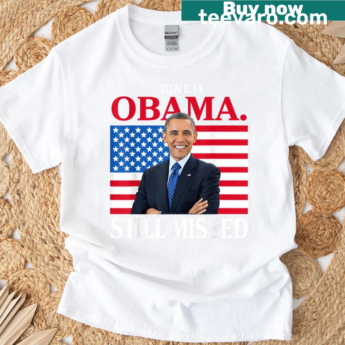 Illustrative Obama Day appreciation t-shirt celebrating June 14 — on a men's t-shirt