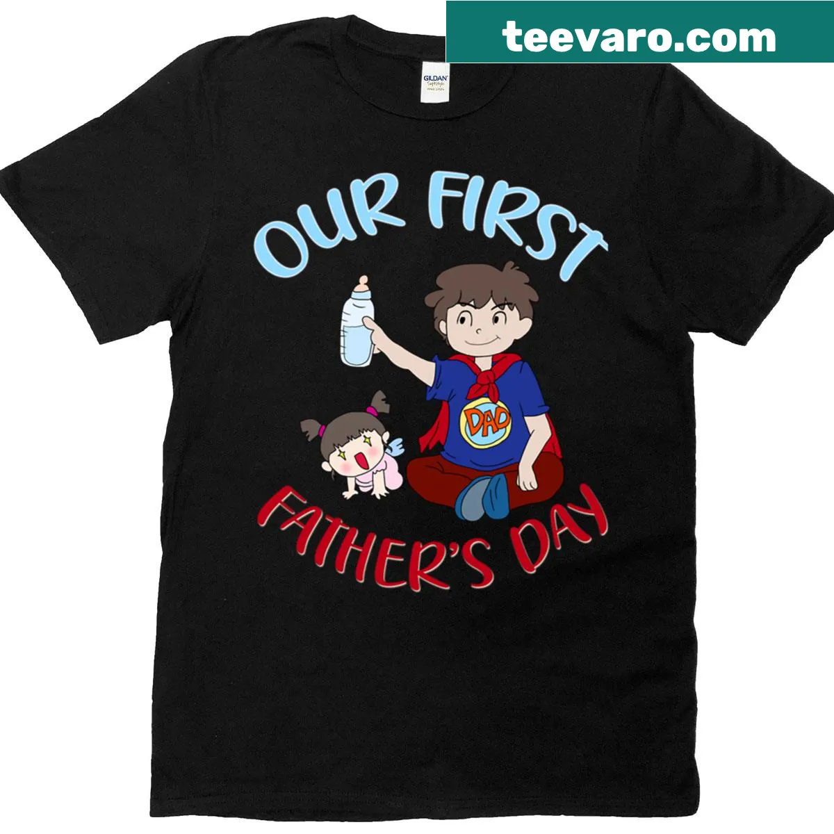 Our First Father's Day T-shirt with heartfelt text — on a men's t-shirt