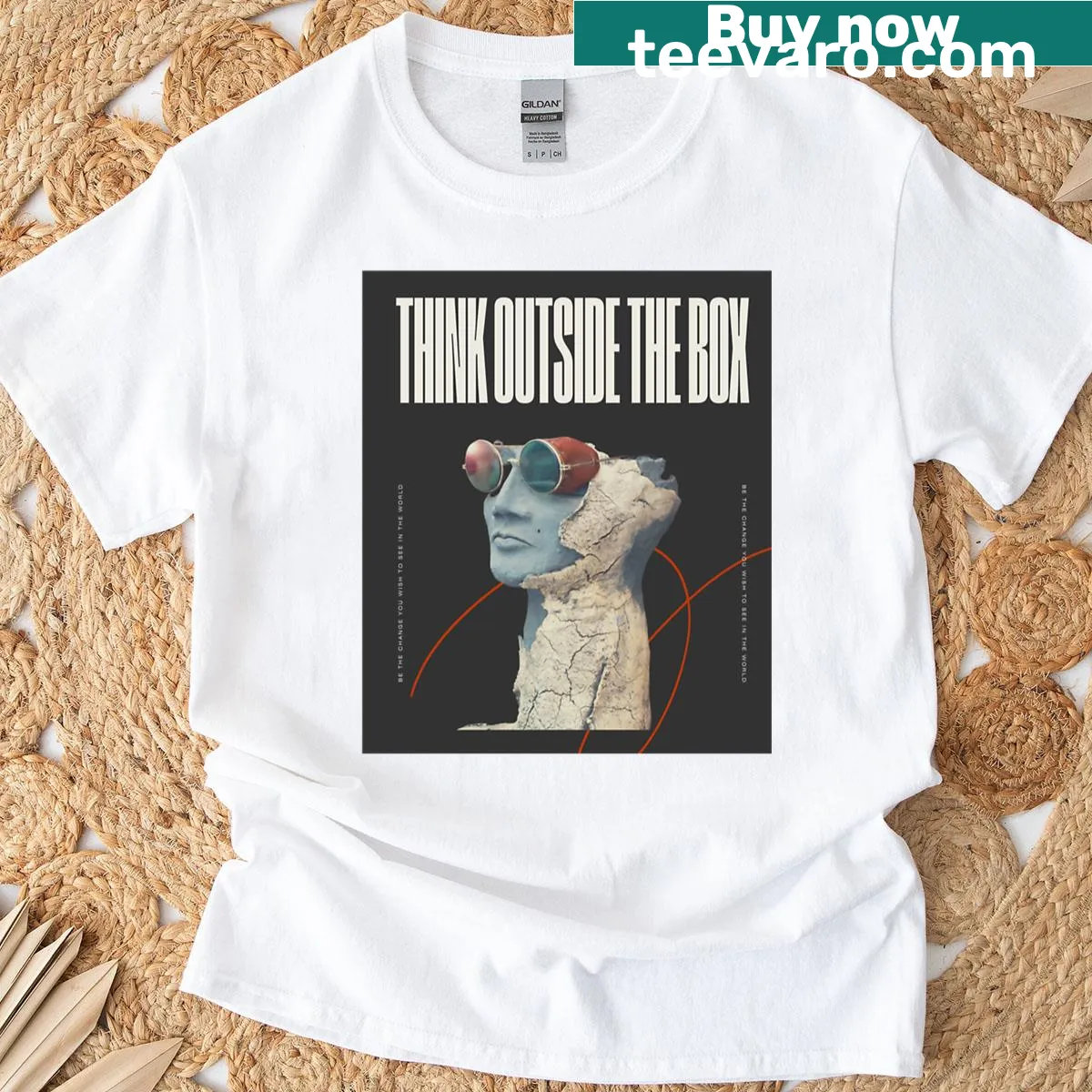 Minimalist t-shirt with the quote 'Overthinking Kills Creativity' — on a men's t-shirt