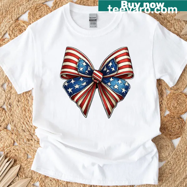 Vintage t-shirt with a bow and American flag design