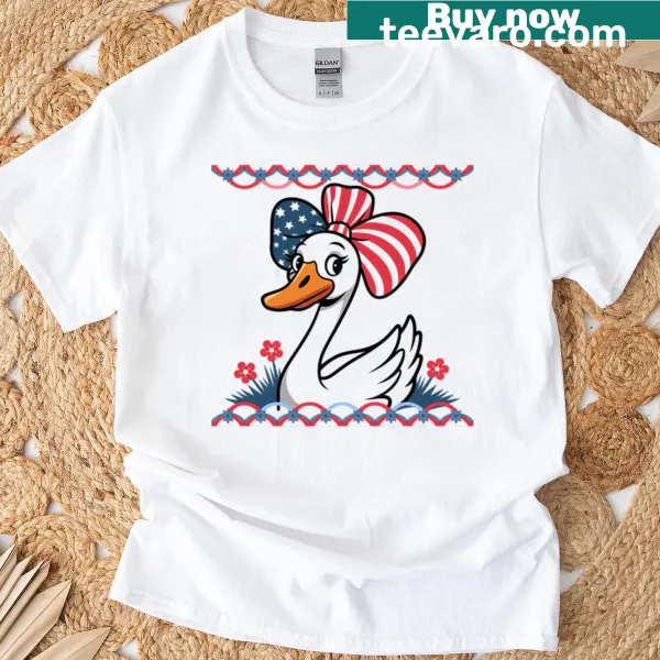 Illustrated coquette duck with patriotic colors for July 4th