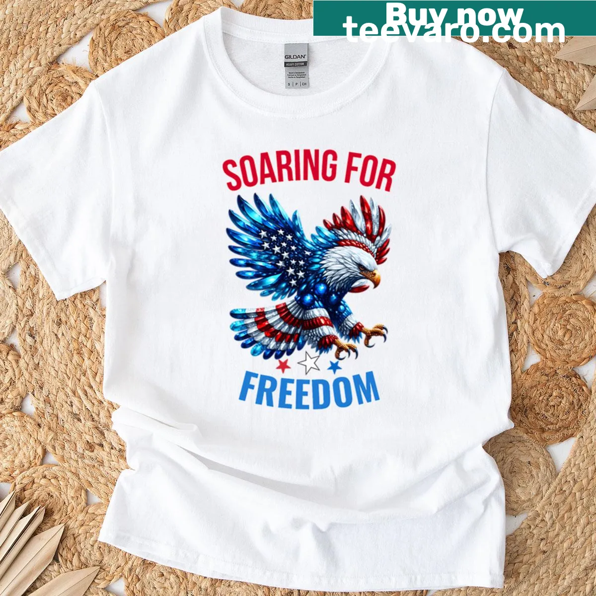 Graphic t-shirt promoting freedom and patriotism — on a men's t-shirt