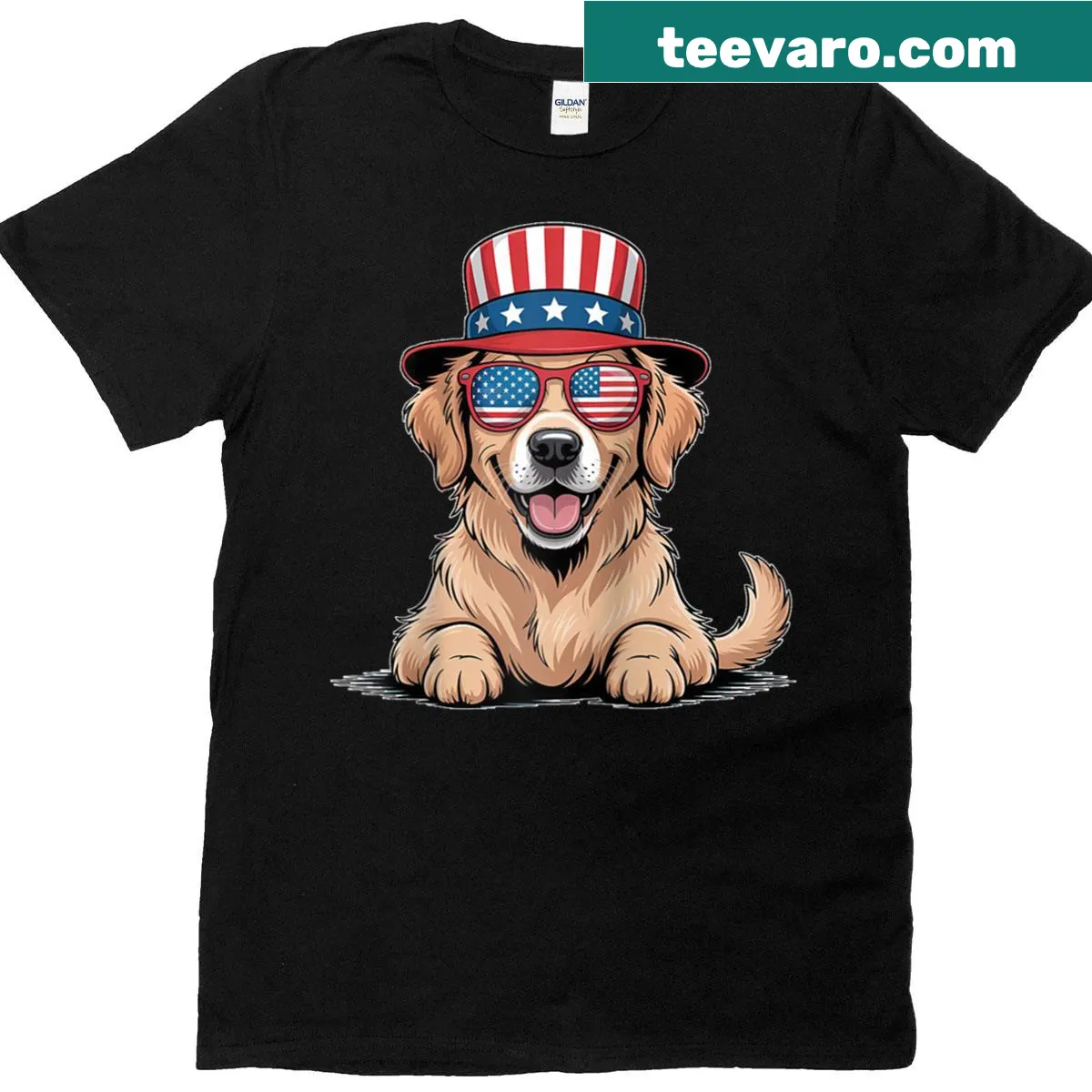 Labrador with USA flag design for July 4th celebrations. — on a men's t-shirt