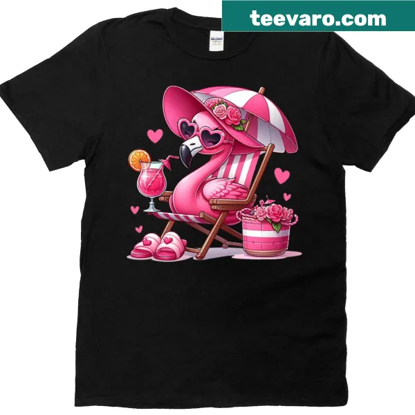 Oversized tee featuring a flamingo and rose design