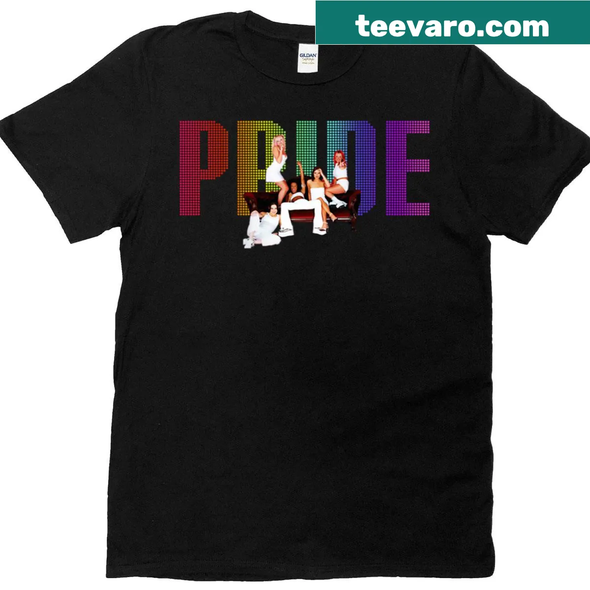 Fun 'Pride Spice Girls Edition' graphic on music t-shirt — on a men's t-shirt
