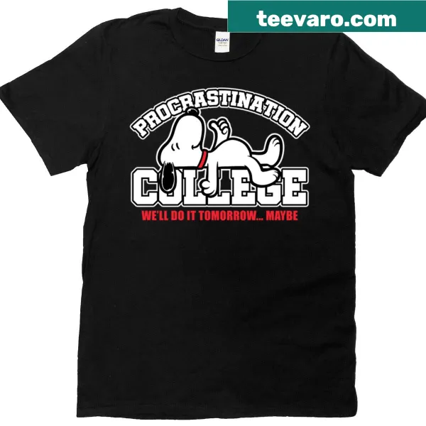 Cute cartoon beagle with a funny procrastination slogan