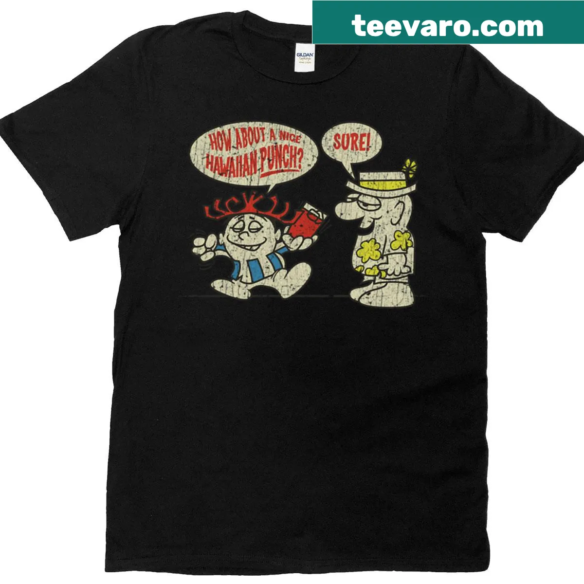 Nostalgic t-shirt featuring Punchy and Oaf characters from 1961 — on a men's t-shirt