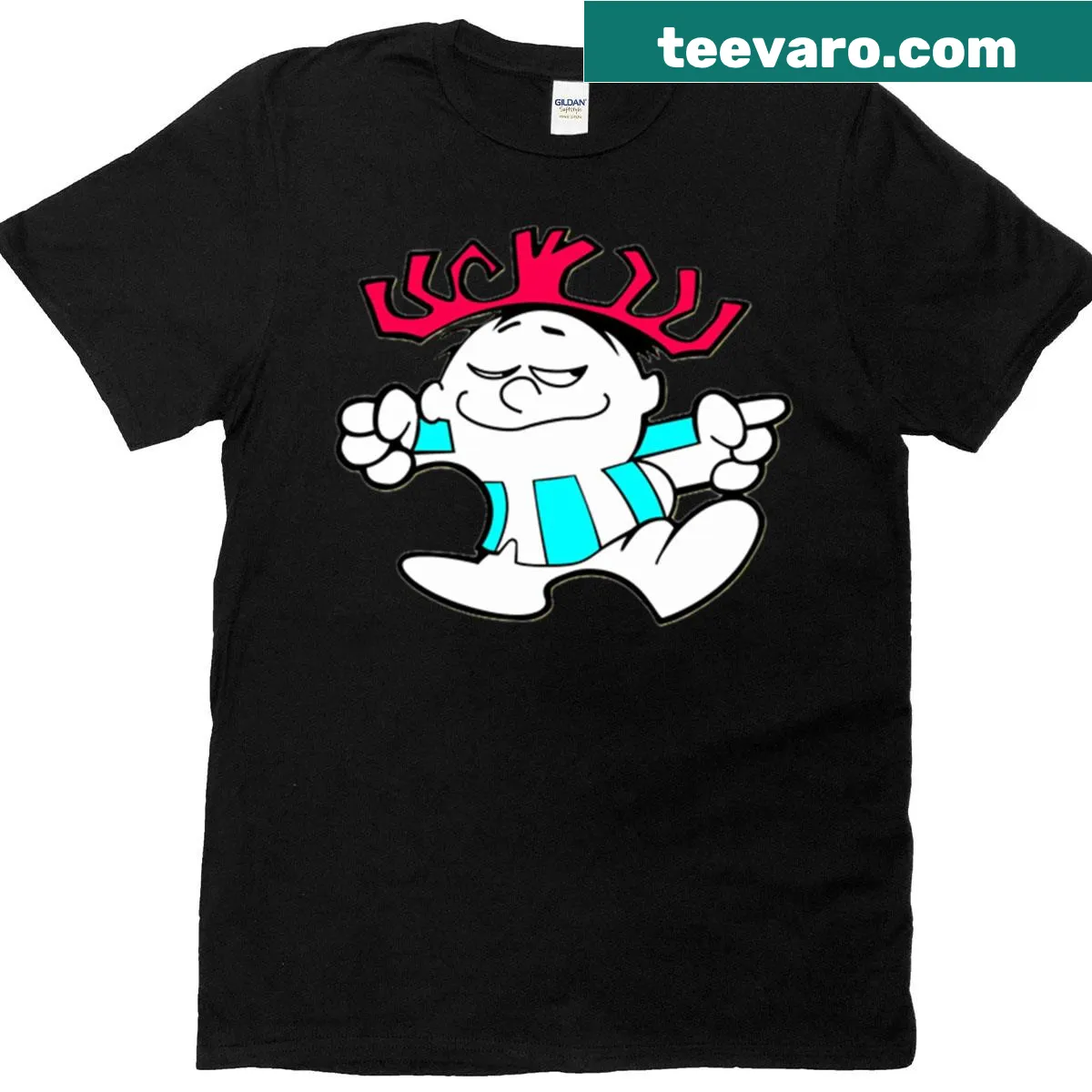Humorous 'How About A Nice Hawaiian Punch' text on t-shirt — on a men's t-shirt