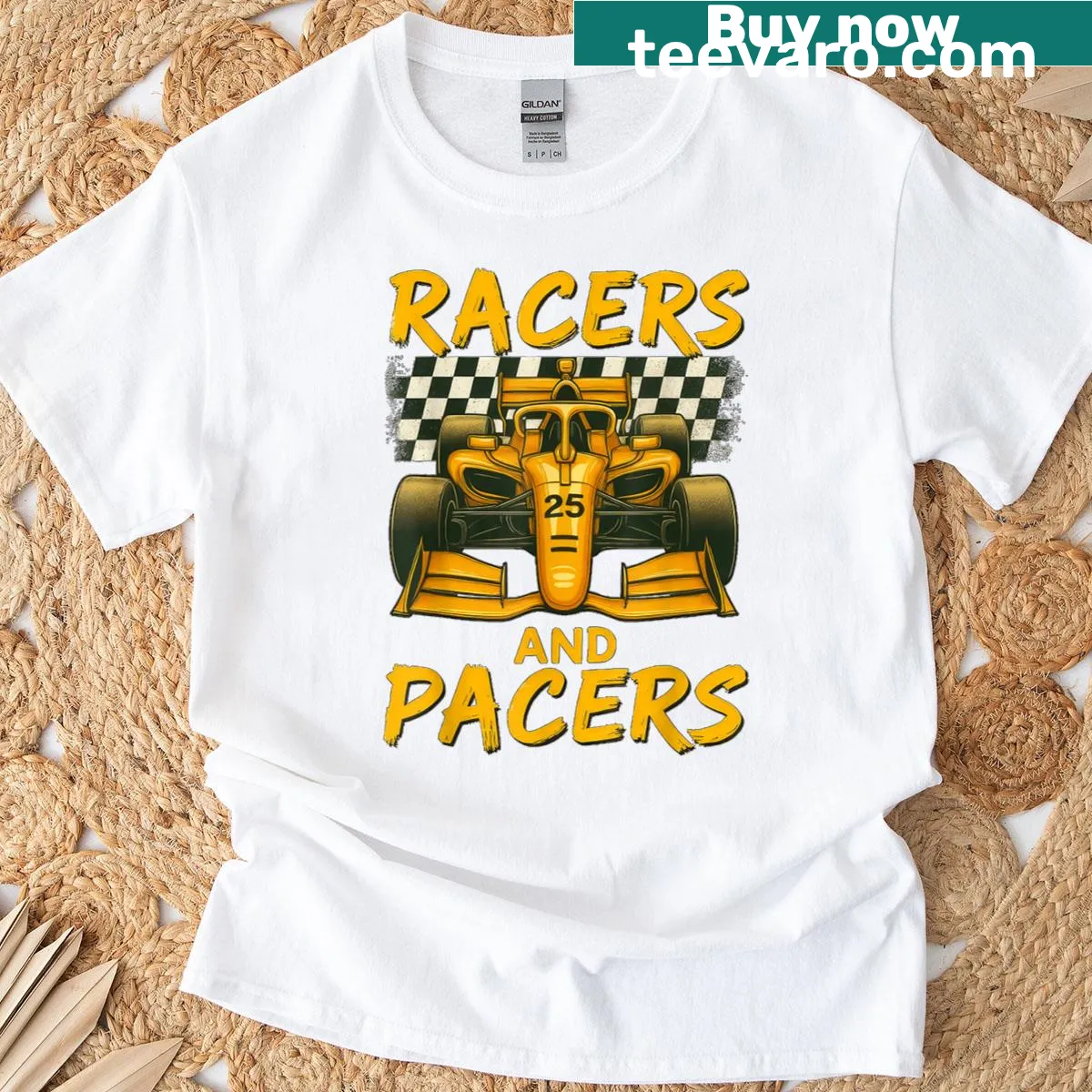 T-shirt featuring the phrase 'Racers And Pacers' in fun typography — on a men's t-shirt