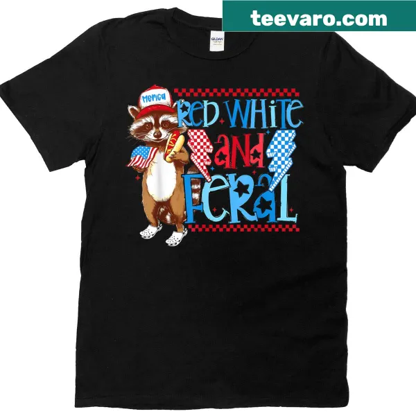 4th of July t-shirt featuring a funny cartoon raccoon