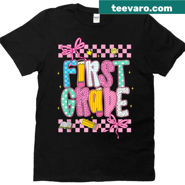 1st Grade Back to School T-shirt with cute illustrations