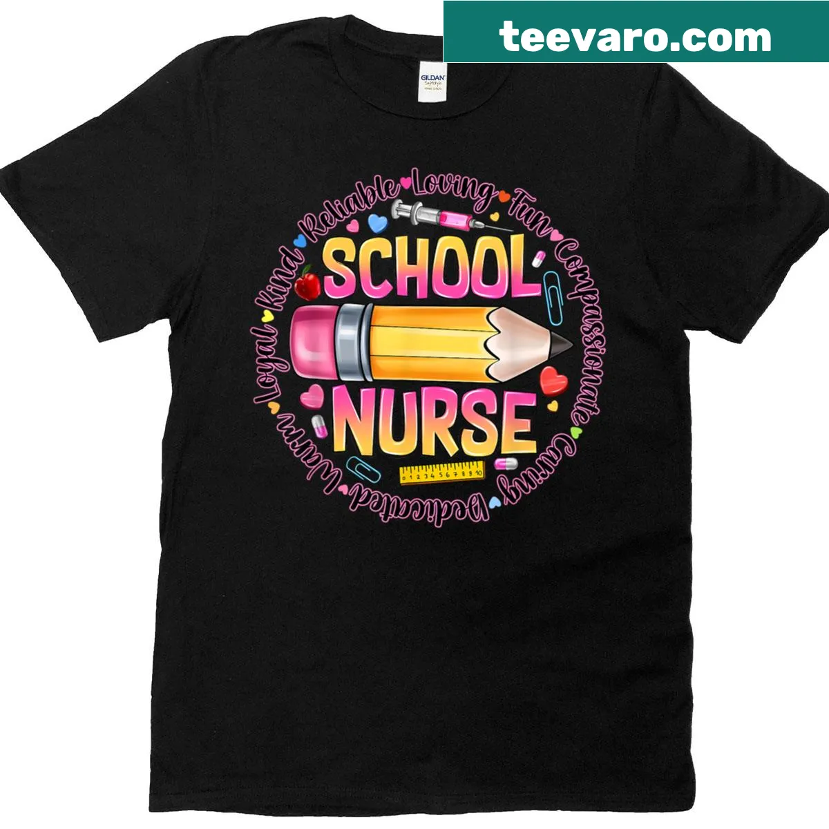 Funny school nurse t-shirt with humorous text for back-to-school — on a men's t-shirt