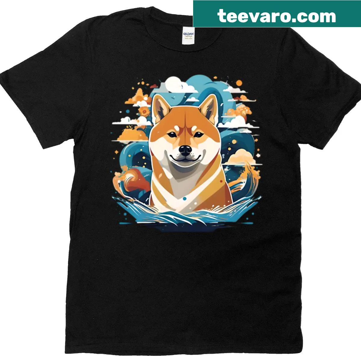 Funny Shiba Inu T-shirt with a judging expression — on a men's t-shirt