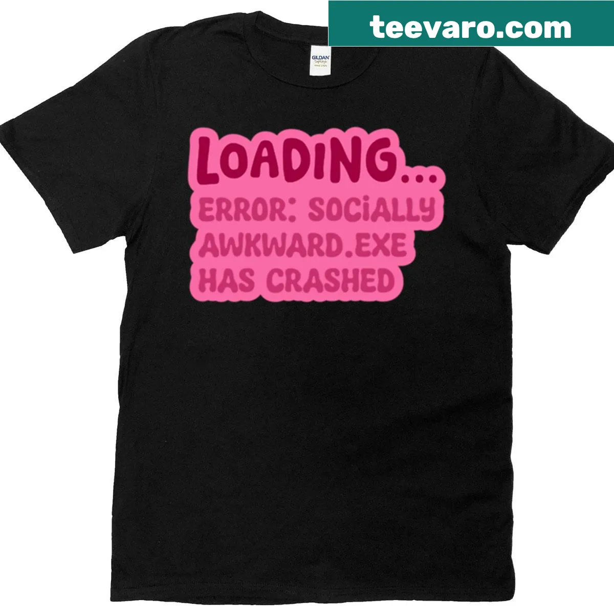 Pink text design t-shirt reading 'Socially Awkward' — on a men's t-shirt