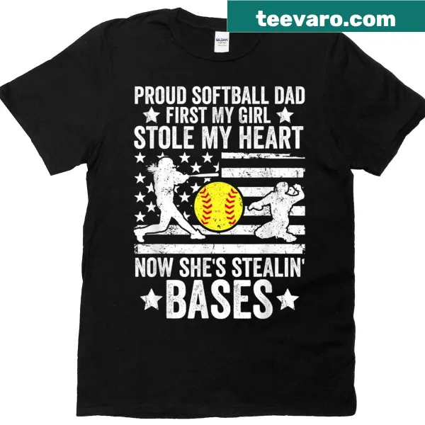 Text design 'Girl Stole My Heart Stealing Bases' for Softball Dad