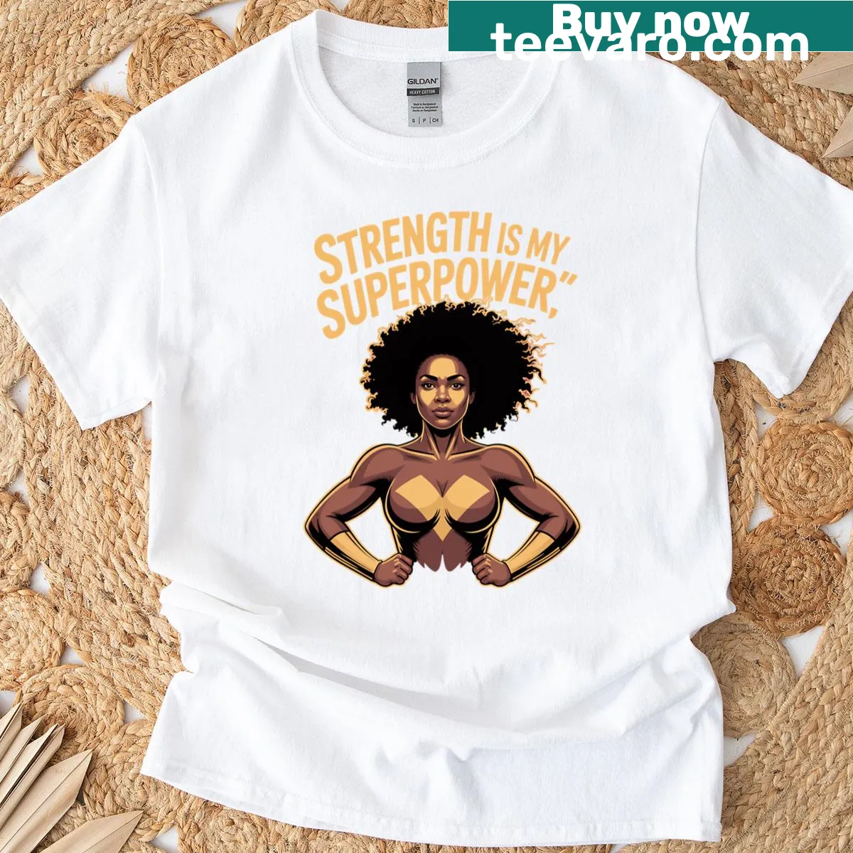 Inspirational T-shirt with the phrase Strength Is My Superpower — on a men's t-shirt