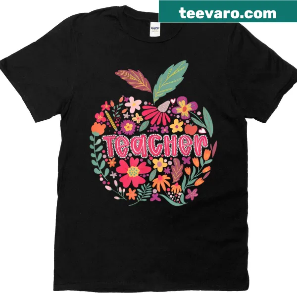 Cheerful wildflower T-shirt for teachers on the first day of school