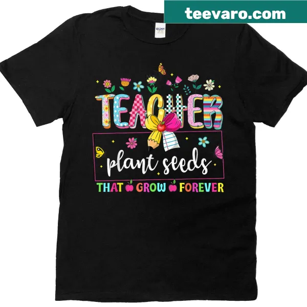 Floral T-shirt for teachers with message about growth and education