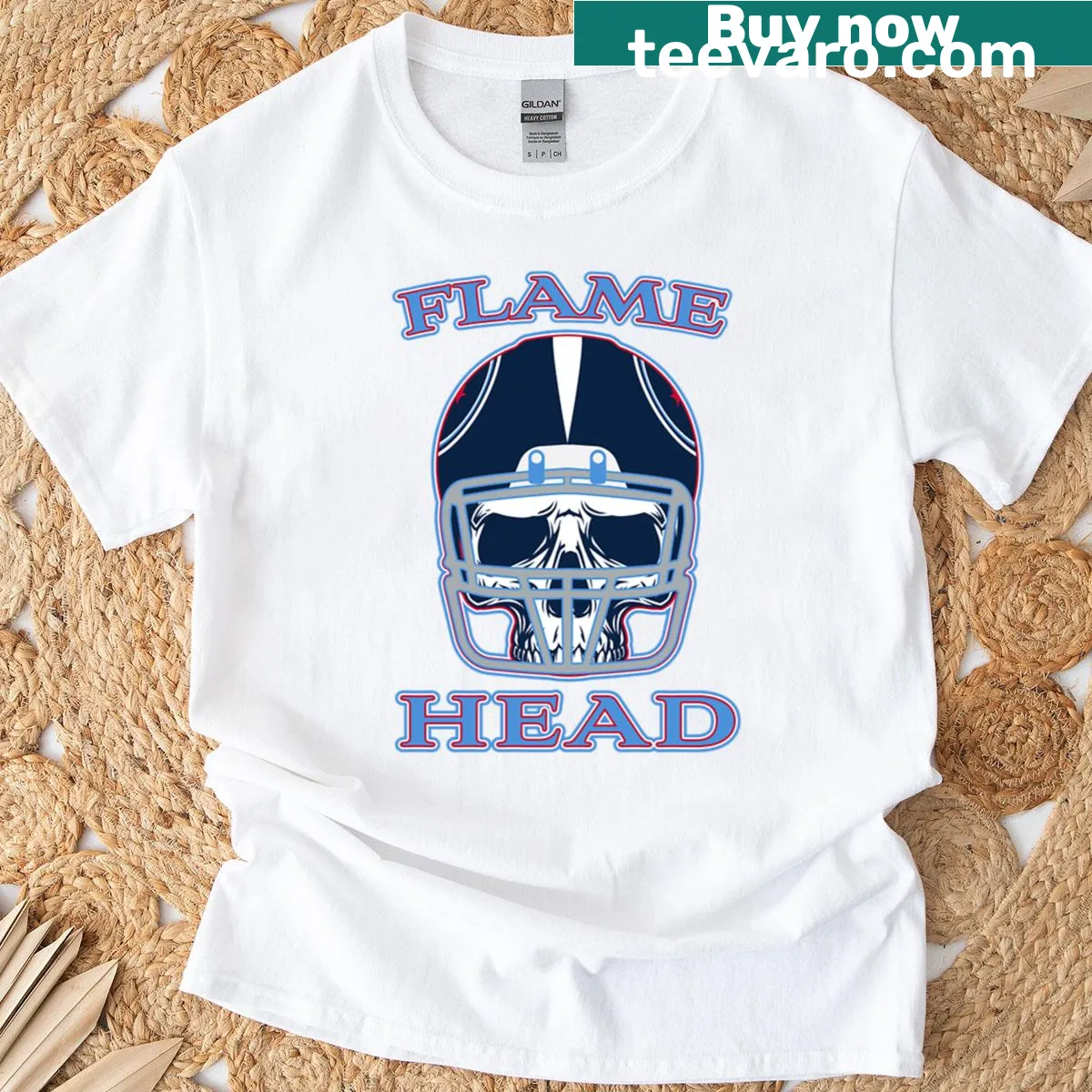 Tennessee-themed t-shirt with flame head design — on a men's t-shirt
