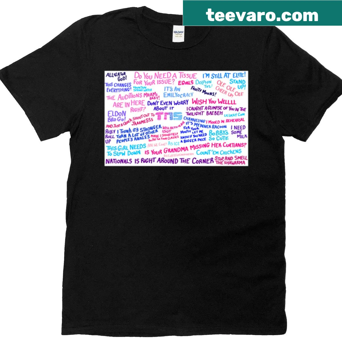 Oversized T-shirt featuring a collage of inspirational quotes — on a men's t-shirt