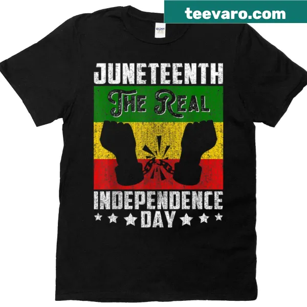 Oversized T-shirt celebrating Juneteenth with powerful symbols and phrases