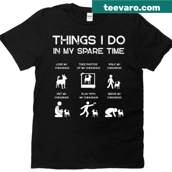 Funny Chihuahua-themed t-shirt with whimsical illustration and text