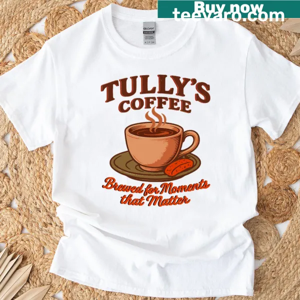 T-shirt featuring Tullys Coffee stickers celebrating great moments