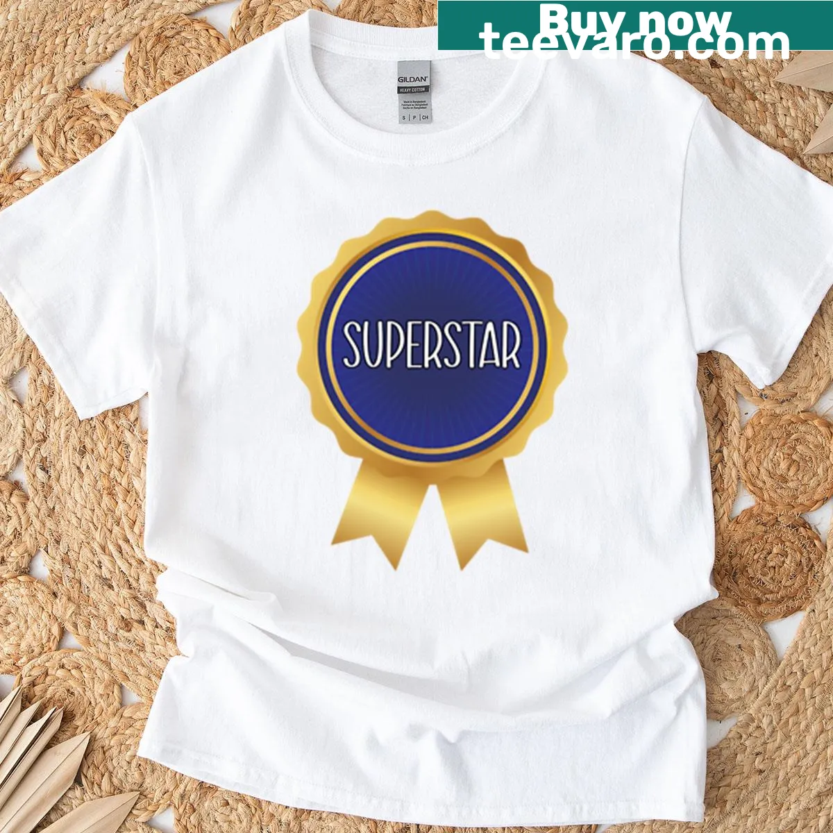 Humorous T-shirt featuring a gold medal graphic with the word 'Twat' in blue — on a men's t-shirt
