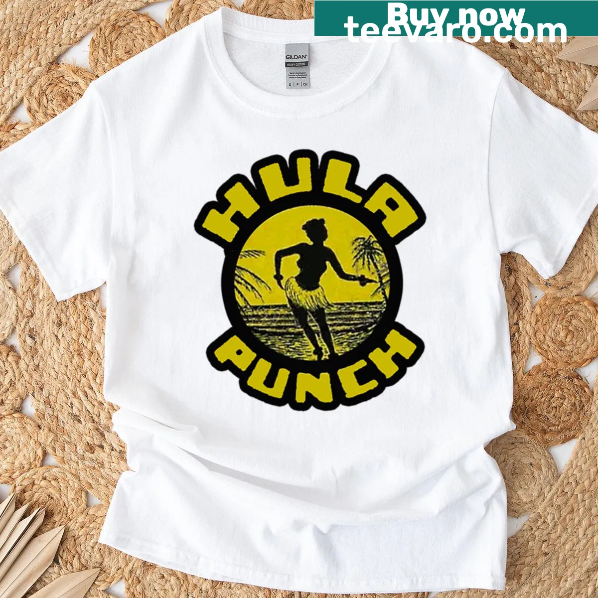 Vintage Hula Punch t-shirt with nostalgic summer graphic — on a men's t-shirt