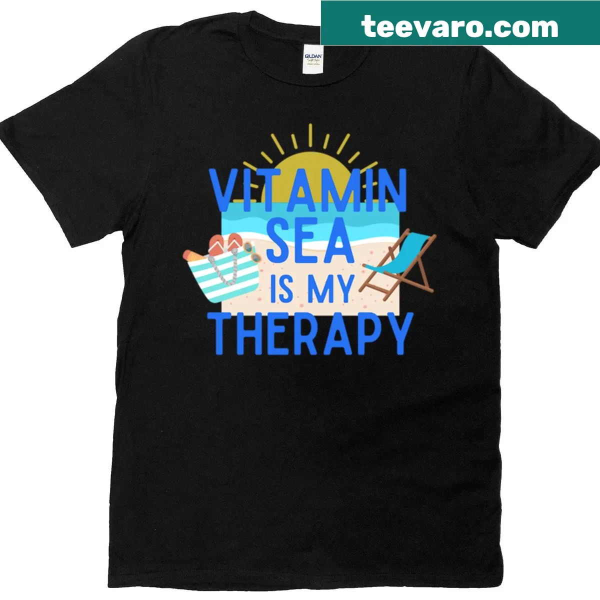 T-shirt with the phrase Vitamin Sea Is My Therapy for beach lovers — on a men's t-shirt