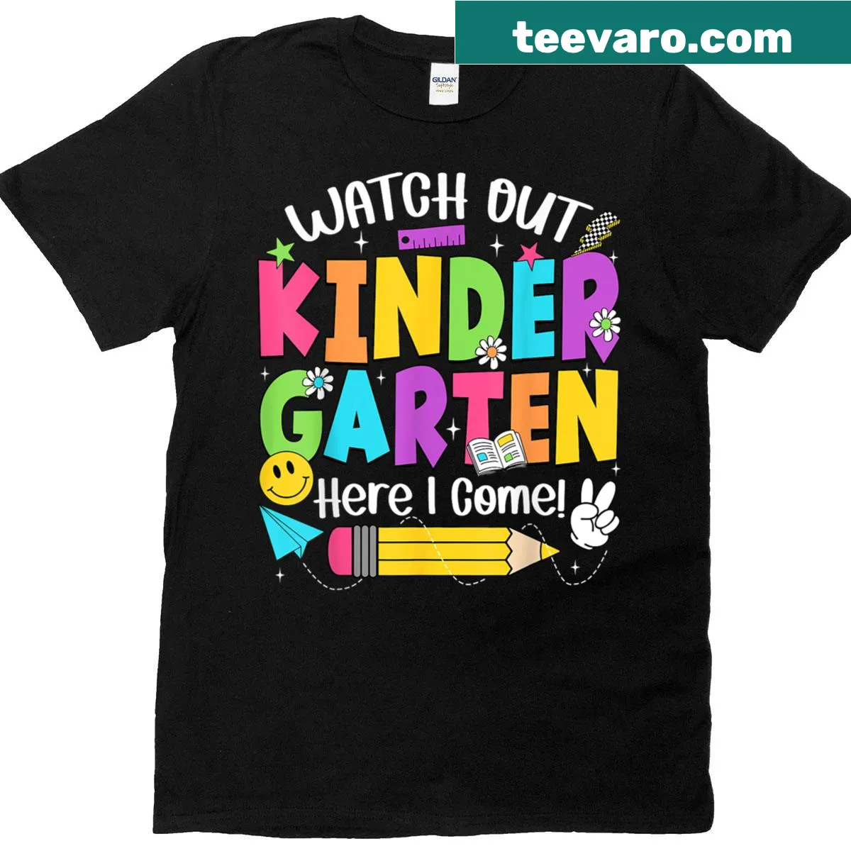Kindergarten back-to-school t-shirt with bold text — on a men's t-shirt