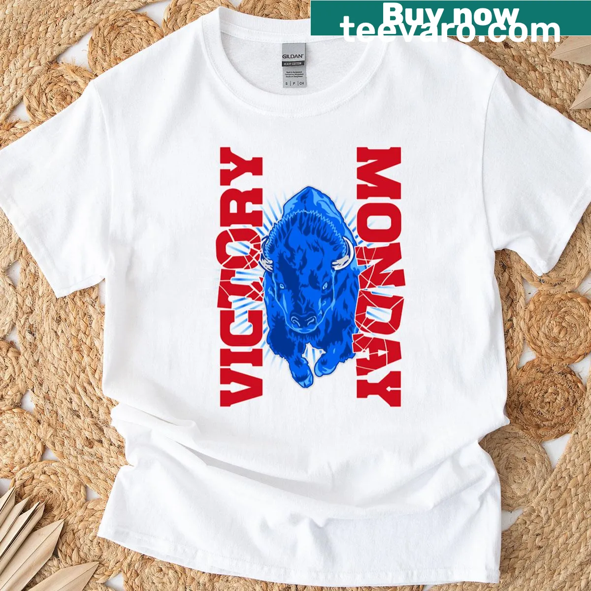 Buffalo Victory Monday t-shirt representing Western NY pride — on a men's t-shirt