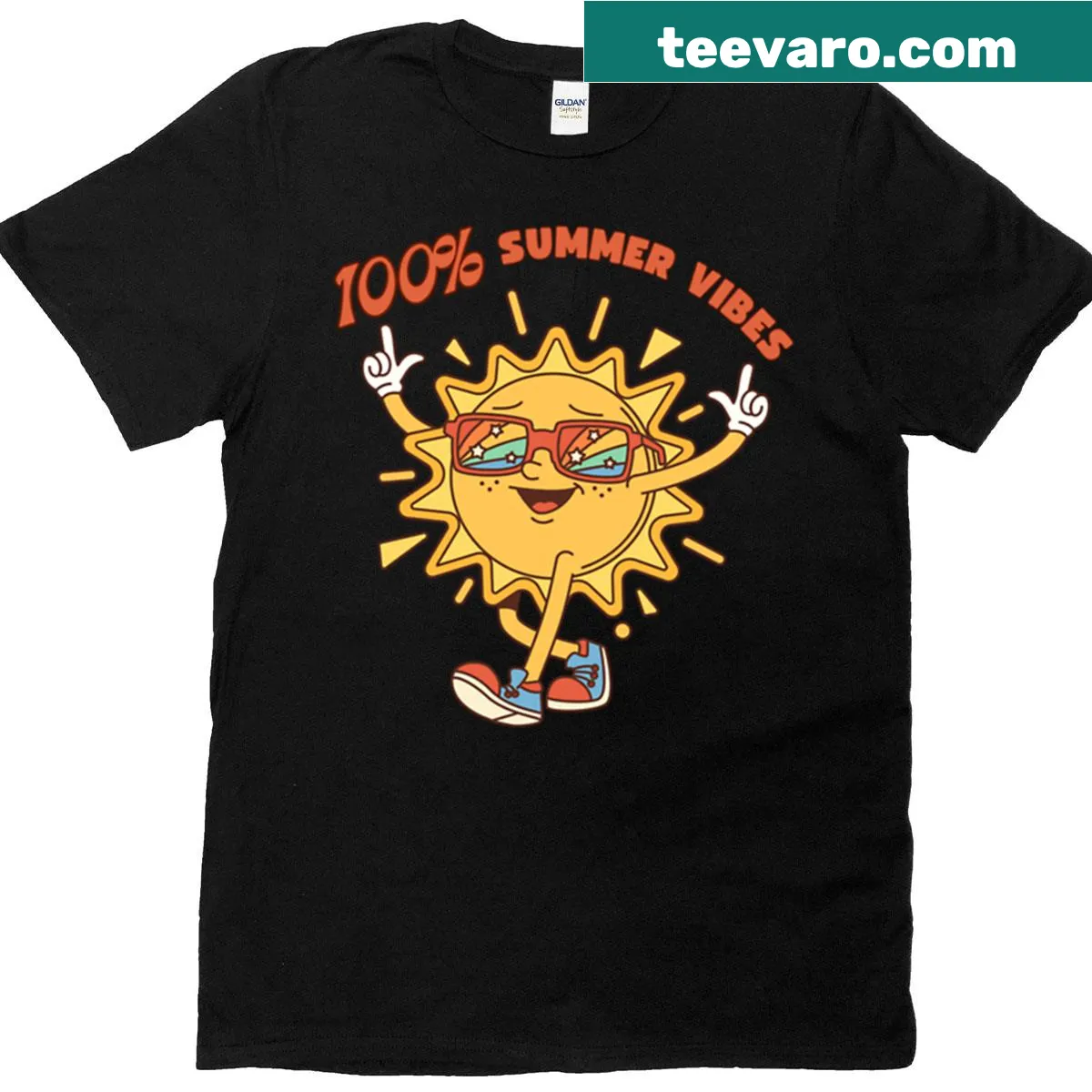 T-shirt featuring upbeat summer-themed graphics — on a men's t-shirt