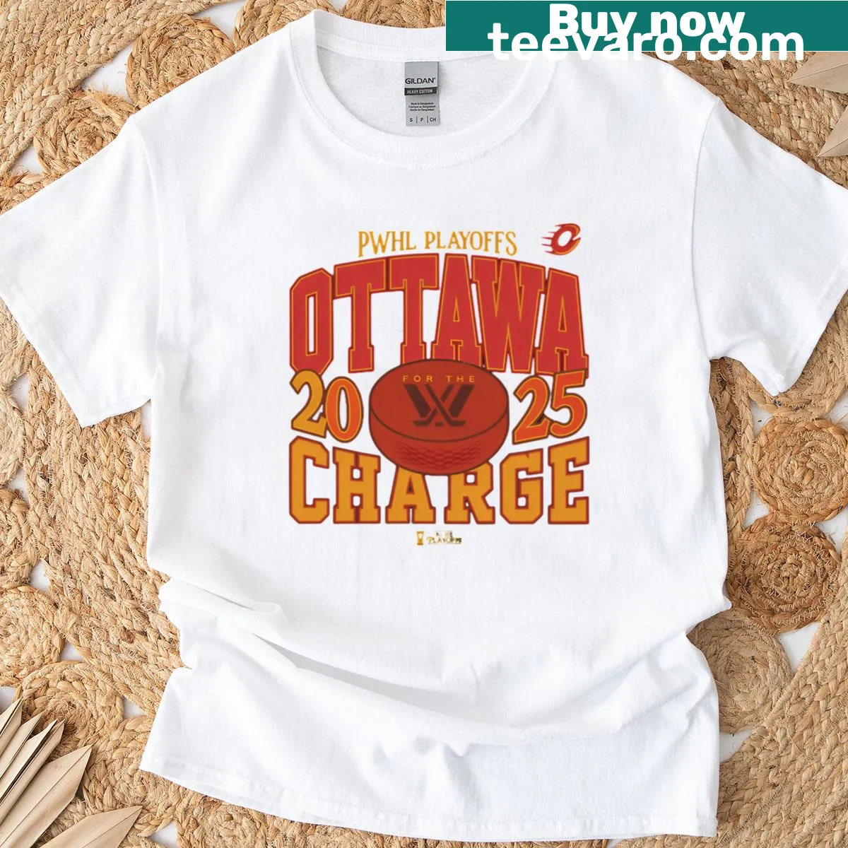Vintage-style t-shirt celebrating Ottawa Charge PWHL Championship win. — on a men's t-shirt