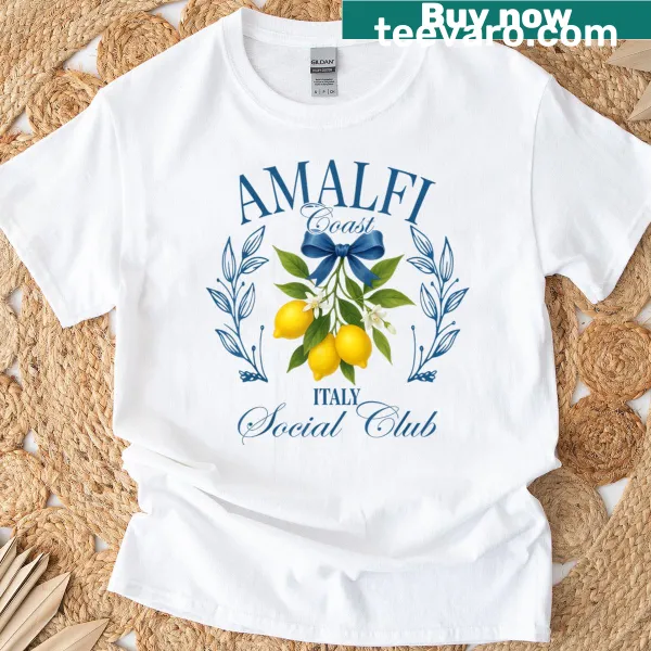 Vintage-style Amalfi Coast graphic T-shirt with lemon theme