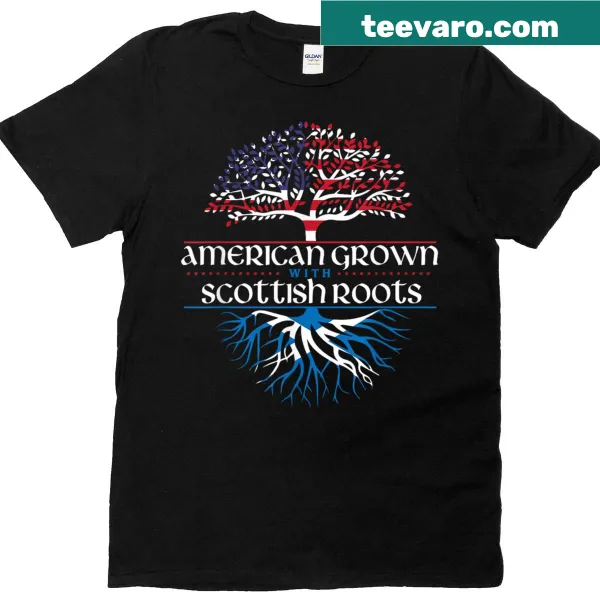 T-shirt showcasing American and Scottish heritage with silhouette design